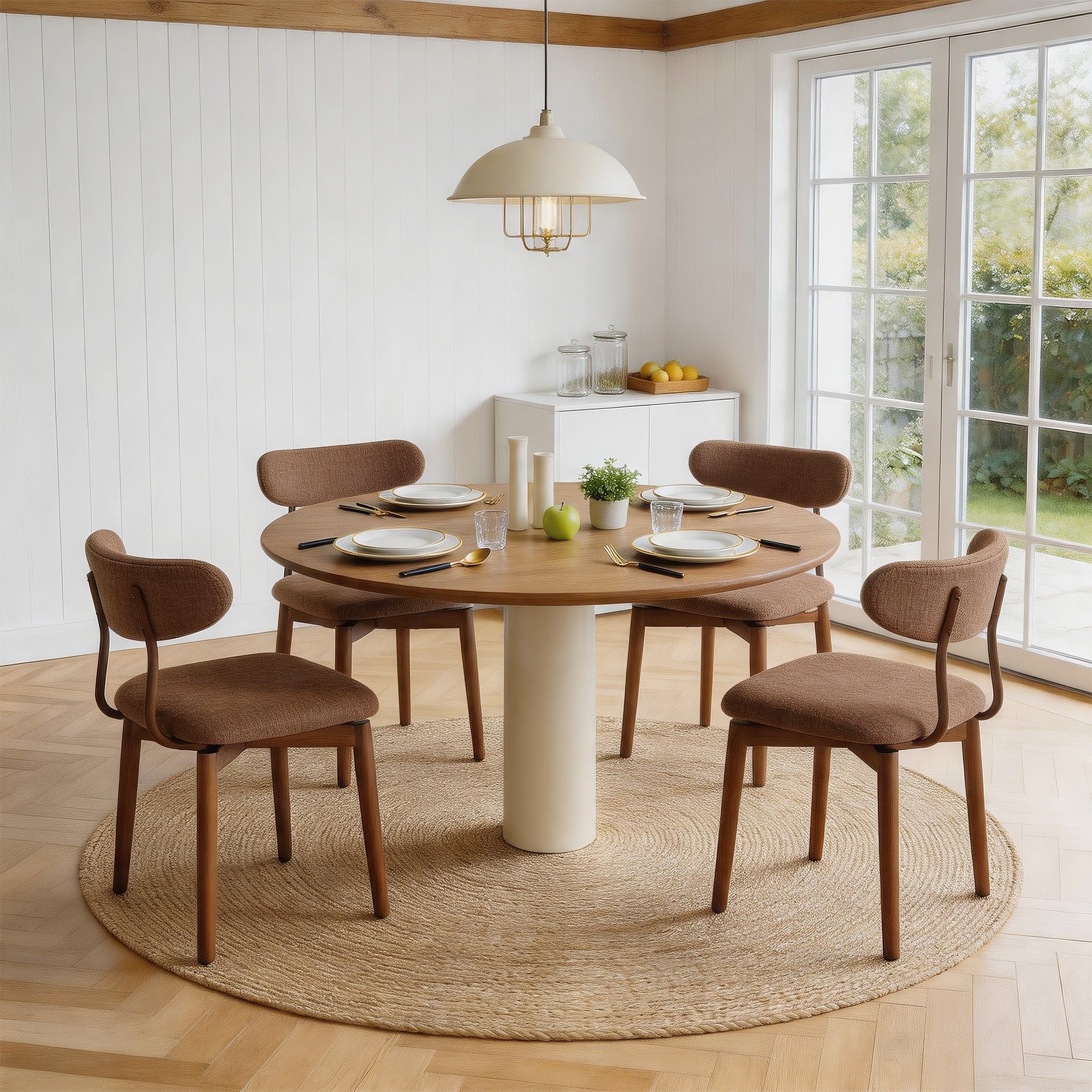 Set Of 2 4 6 8 Linen Upholstered Swivel Wooden Dining Chairs For Kitchen