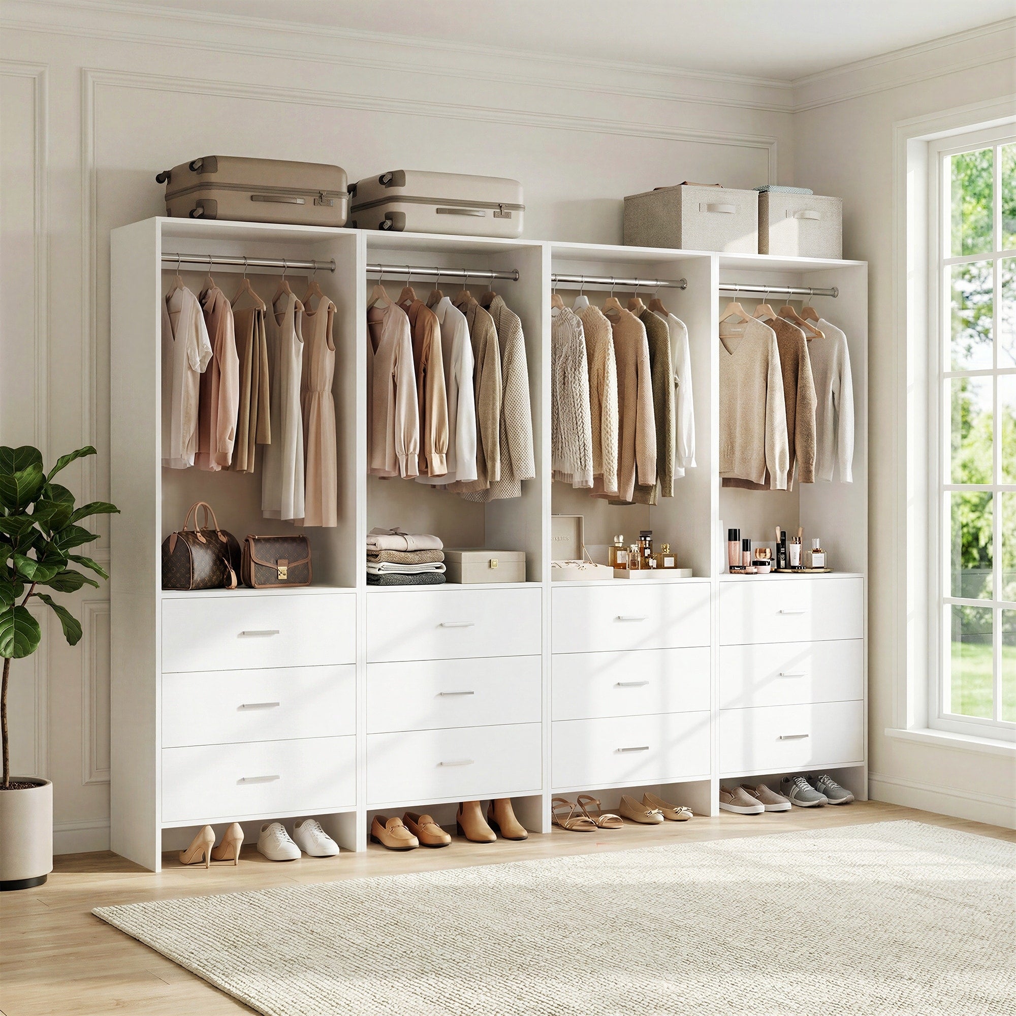 Set Of 2 4 Closet Organizer System With Wood Drawers