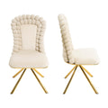 Set Of 2 Accent Chair Dining Chair Velvet Side Chair Beige Reception Chair Dressing Chair Padded Chair