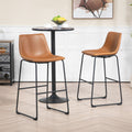 Set Of 2 Adan Iron Frame Vintage Cappuccino Faux Leather Bar Stool