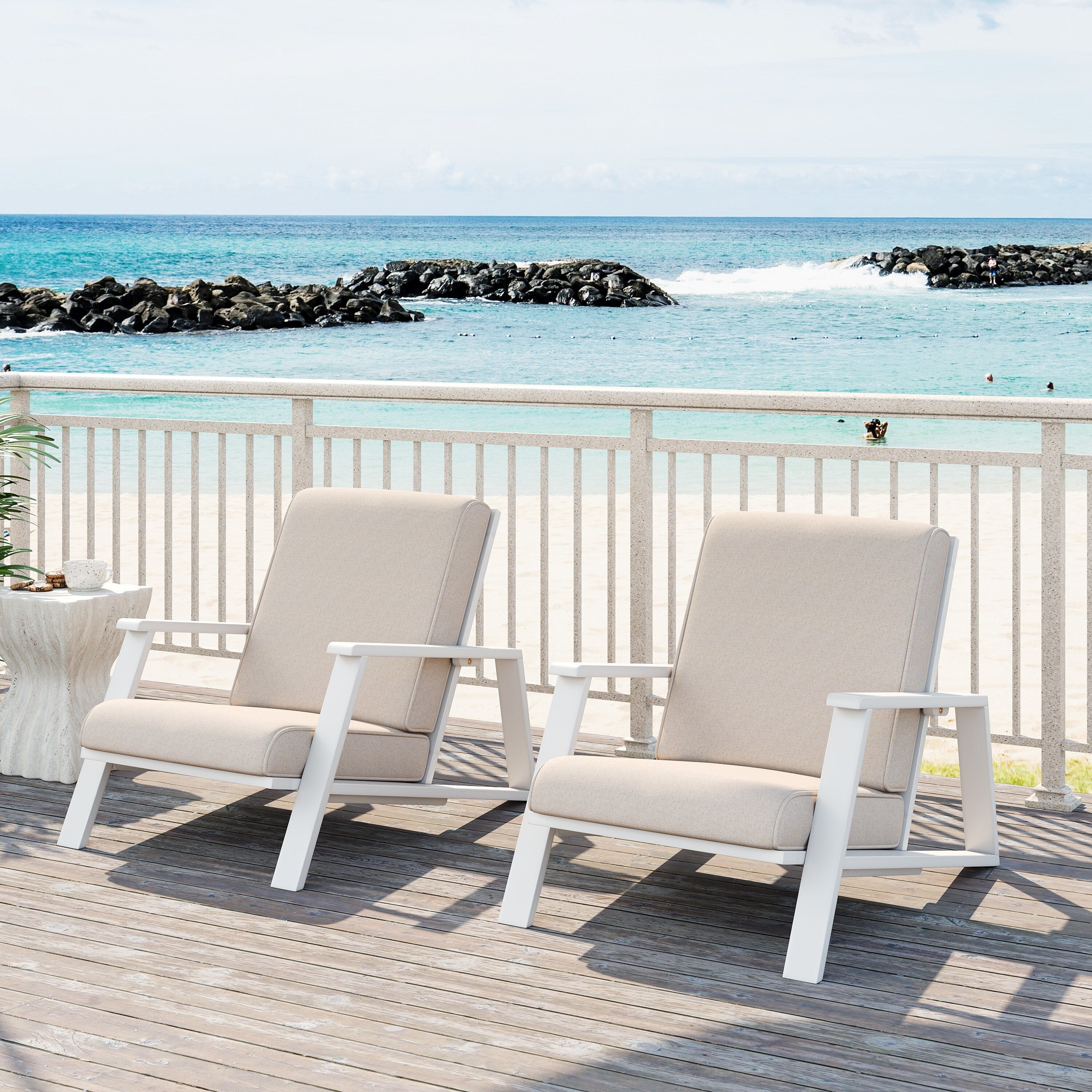 Set Of 2 Adirondack Chair Club Chair With Cushion Reading Chair Leisure Chair Outdoor Chair With Wood Frame