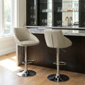 Set Of 2 Alani Ashy Grey Adjustable Height Swivel Barstool In Faux Leather