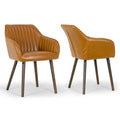 Alaura Caramel Brown Faux Leather Arm Chair With Beech Legs Set Of 2