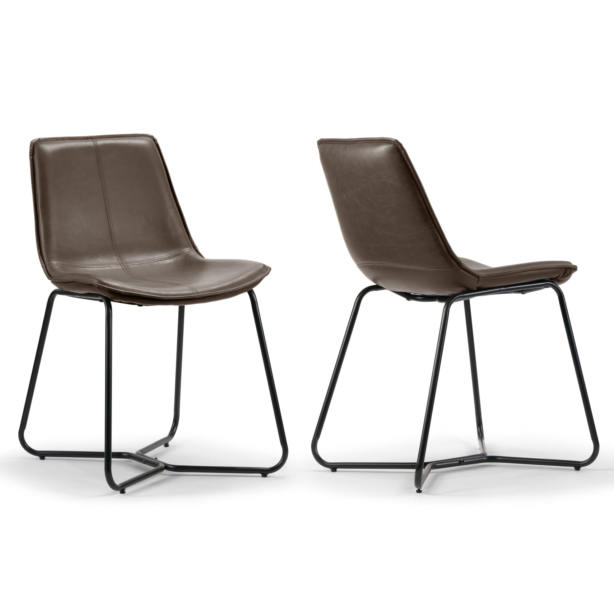 Amery Brown Faux Leather And Iron Dining Chair Set Of 2