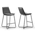 Amery Iron Frame Vintage Grey Faux Leather Counter Stool Set Of 2