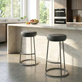 Set Of 2 Amie Grey Backless Bar Stool With Gunmetal Grey Frame