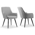 Amir Grey Fabric Dining Chair With Black Metal Legs And Square Arms Set Of 2