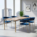 Set Of 2 Anya Blue Velvet Arm Chair With Golden Metal Legs