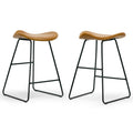 Set Of 2 Aoi Brown Faux Leather Backless Counter Stool With Black Metal Legs