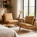 Set Of 2 Armchairs Lounge Chair With Wood Frame Rustic Accent Chair Mocha Natural Reading Chair Side Chair