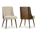 Set Of 2 Asma Beige Fabric Chair With Dark Brown Bentwood Back