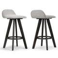 Set Of 2 Asta Black Rubberwood Barstool With Low Back Fabric Seat