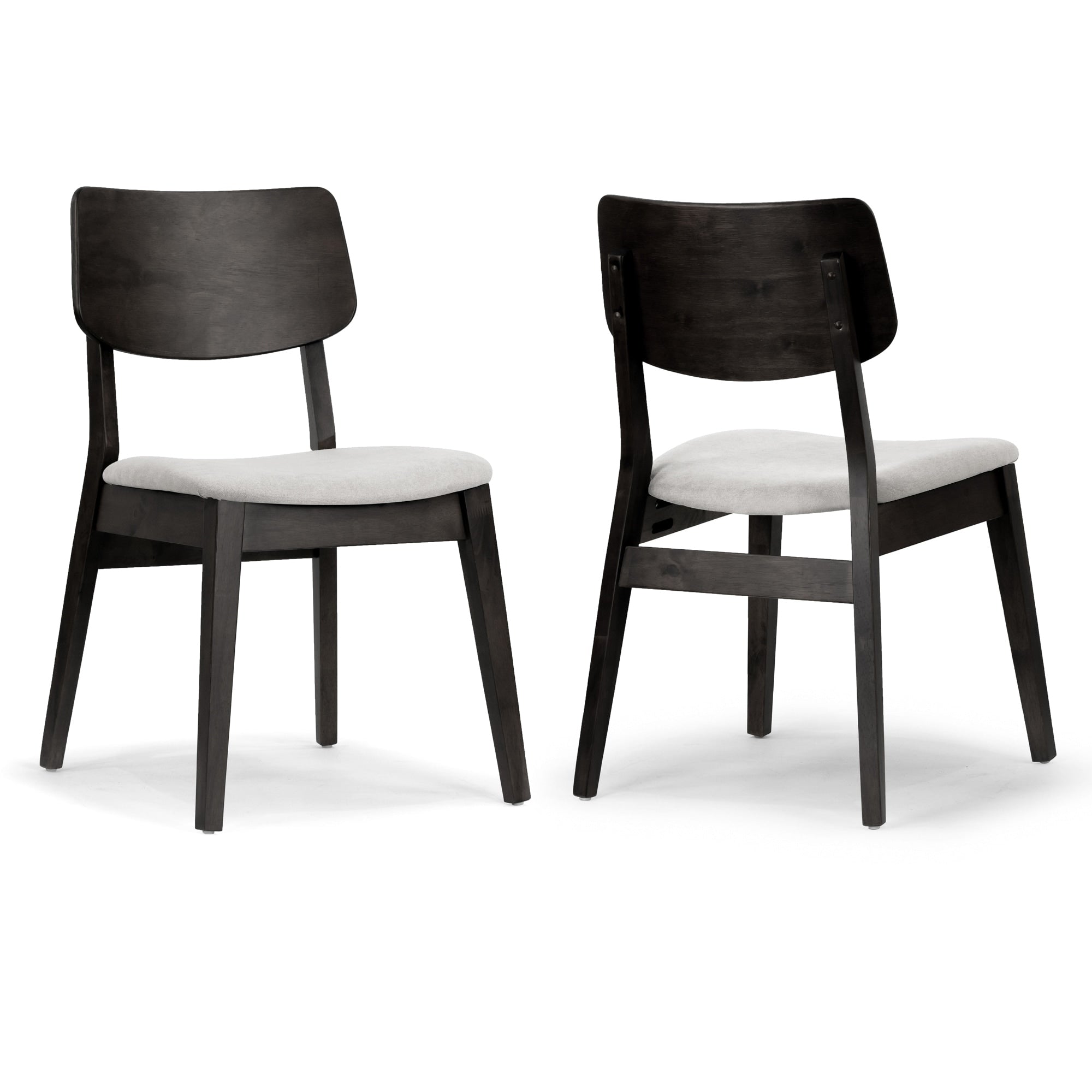 Set Of 2 Astin Black Wood Chair With Light Grey Fabric Seat