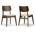 Set Of 2 Astin Dark Brown Wood Chair With Beige Fabric Seat