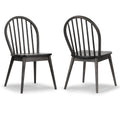 Set Of 2 Astra Black Solid Wood Chair With Windsor Back