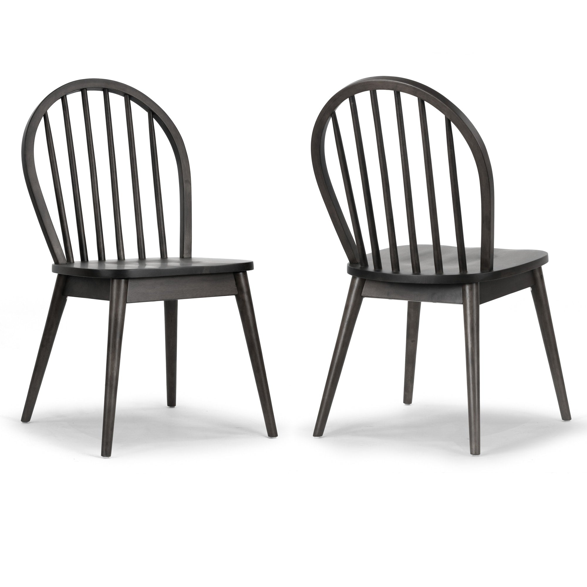 Set Of 2 Astra Black Solid Wood Chair With Windsor Back