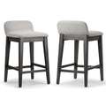 Set Of 2 Atia Black Rubberwood Barstool With Low Back Fabric Seat