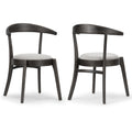 Set Of 2 Audra Retro Modern Black Wood Round Chair With Curved Back