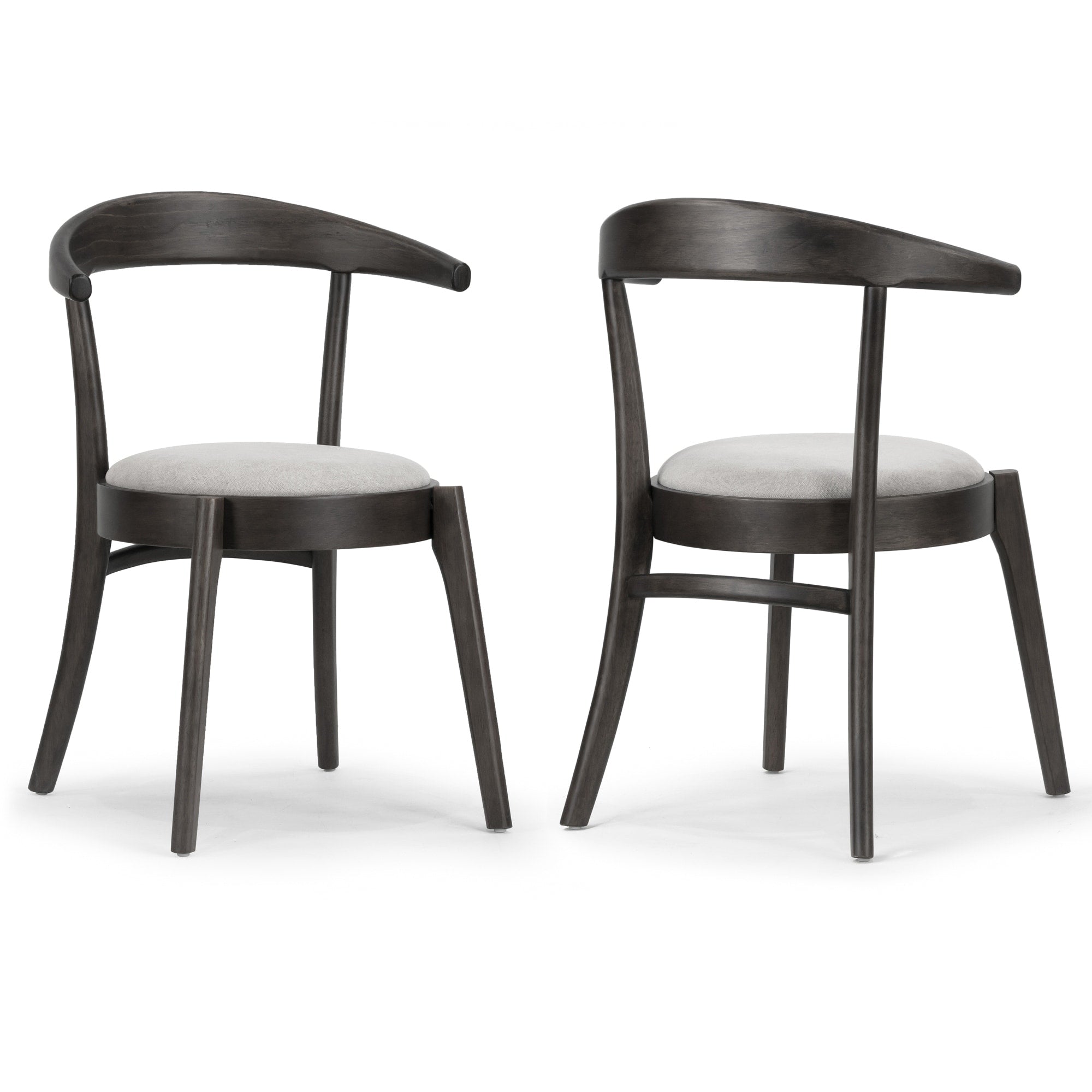 Set Of 2 Audra Retro Modern Black Wood Round Chair With Curved Back
