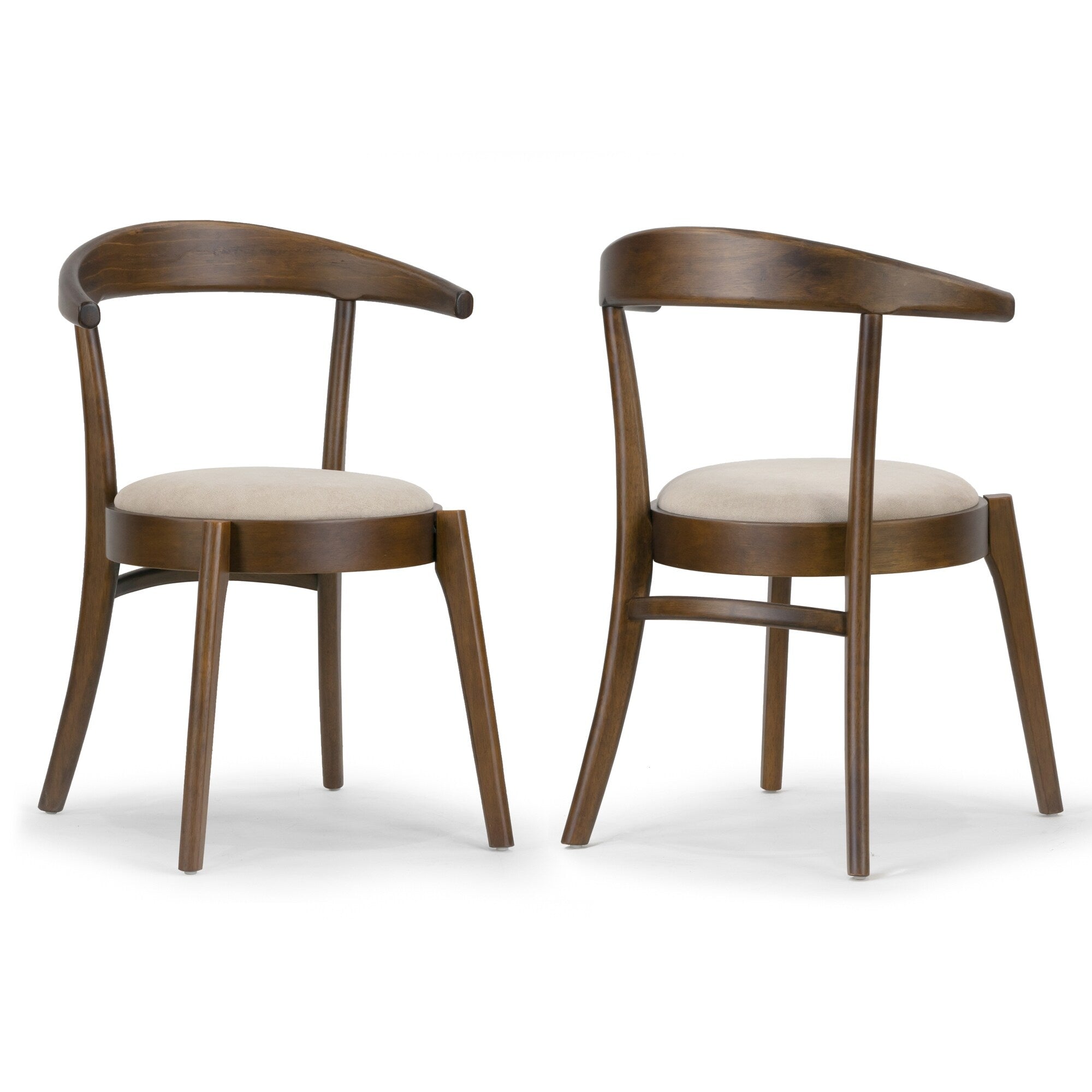 Set Of 2 Audra Retro Modern Dark Brown Wood Round Chair
