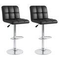 Set Of 2 Bar Stools Pu Leather Adjustable Barstool Swivel Pub Chairs Black