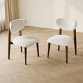 Set Of 2 Beige Boucl Dining Chairs Solid Wood Legs No Assembly Required