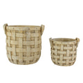 Set Of 2 Beige Tobacco Basket Planter Set 9.5