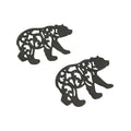 Set Of 2 Black Enamel Cast Iron Bear Kitchen Trivets Lodge Decor 0.5 X 9 X 6 Inches