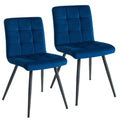 Set Of 2 Blue And Black Contemporary Side Chairs With Square Tufting 32 N A
