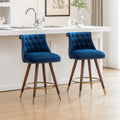 Set Of 2 Button Tufted Counter Stools With Nailhead Trim