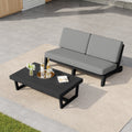 Set Of 2 Casual Teak Loveseat Patio Furniture Set With Coffee Table
