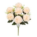 Set Of 2 Champagne Peach Artificial Ball Mum Pom Pom Flower Stem Bush Bouquet 16In 16 L X 9 W X 9 Dp