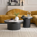 Set Of 2 Coffee Table Round Center Table Tea Table Black Side Table Sofa Table Accent Table For Living Room