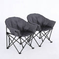 Set Of 2 Comfy Camping Chairs Outdoor Folding Chair With Side Pocket Gray