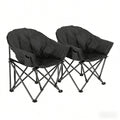 Set Of 2 Comfy Camping Chairs Outdoor Folding Chair With Side Pocket