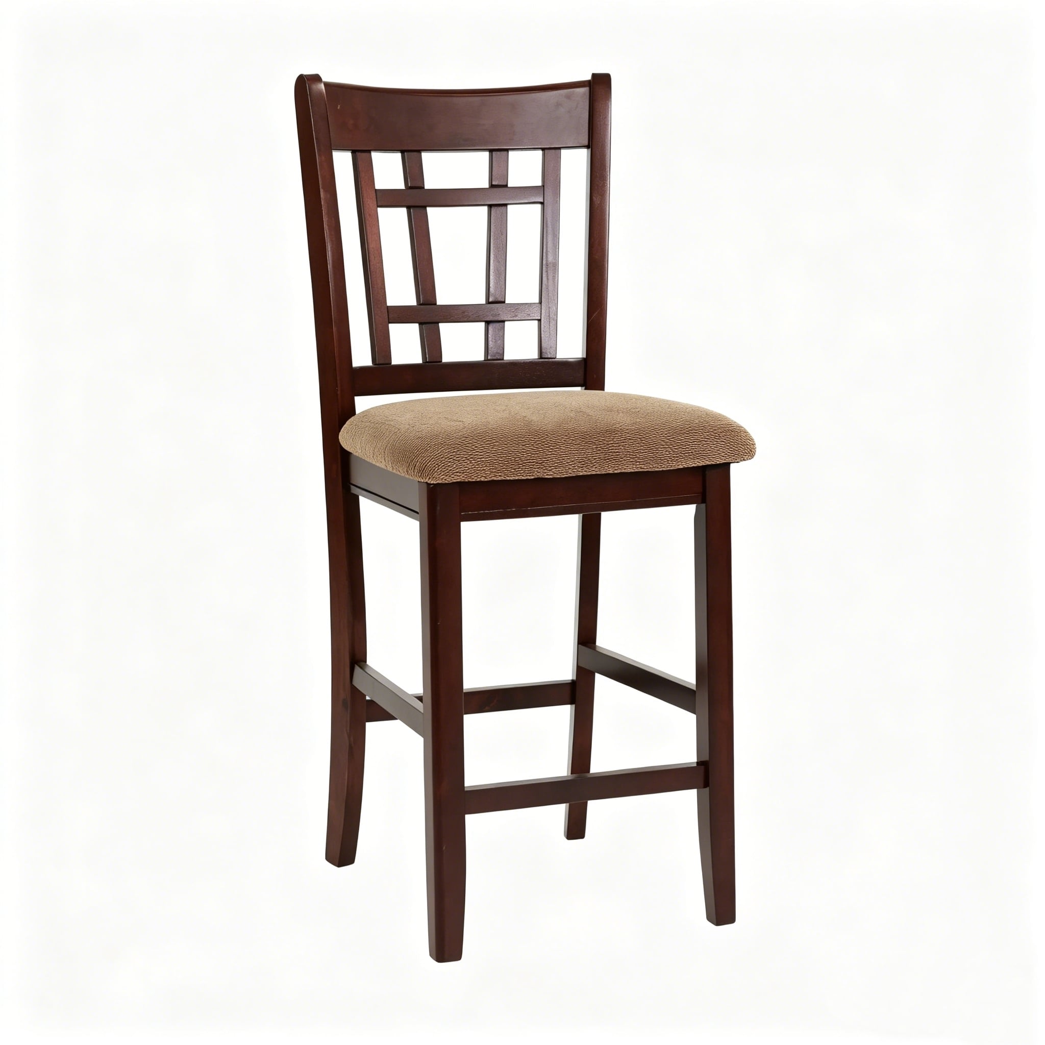 Set Of 2 Counter Height Chairs Solid Wood Frame Upholstered Seat 24 Seat Height Kitchen Island Bar Stools
