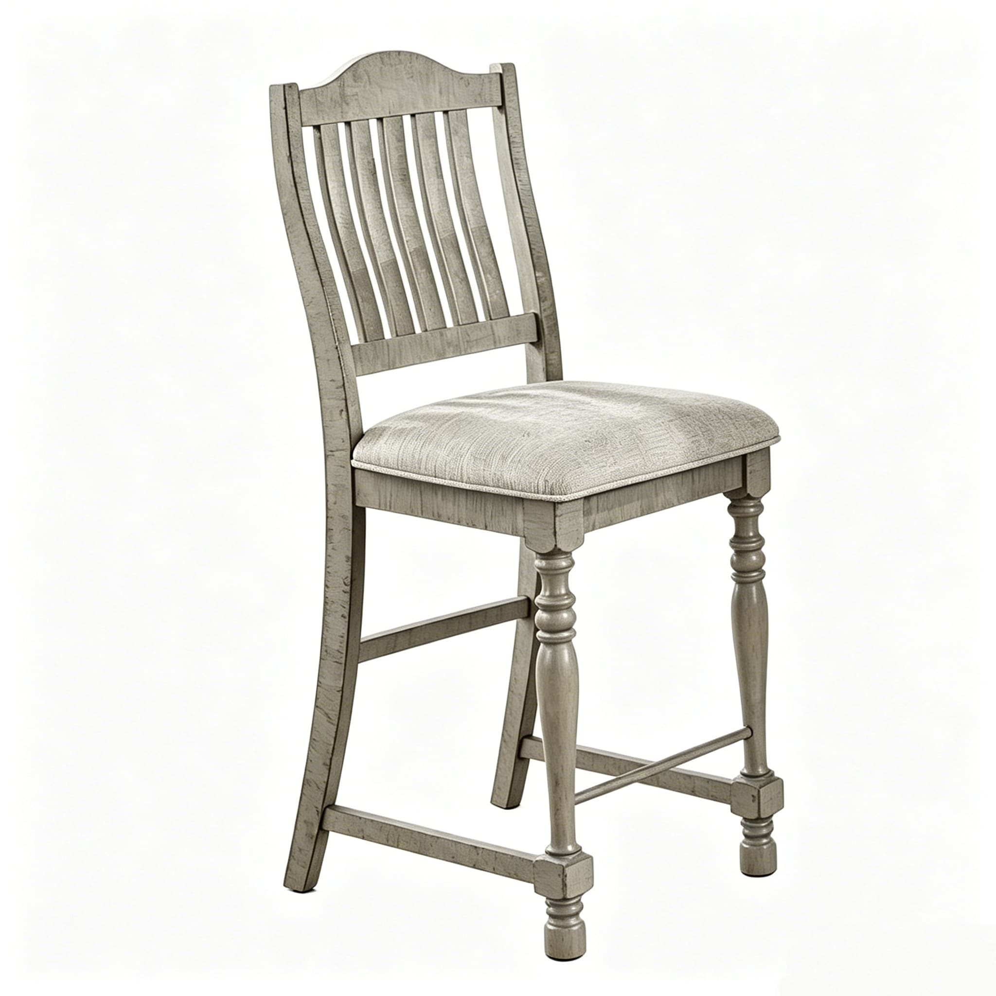 Set Of 2 Counter Height Dining Chairs Upholstered Seat Solid Wood Frame Farmhouse Bar Stools With Slat Back 24 Seat