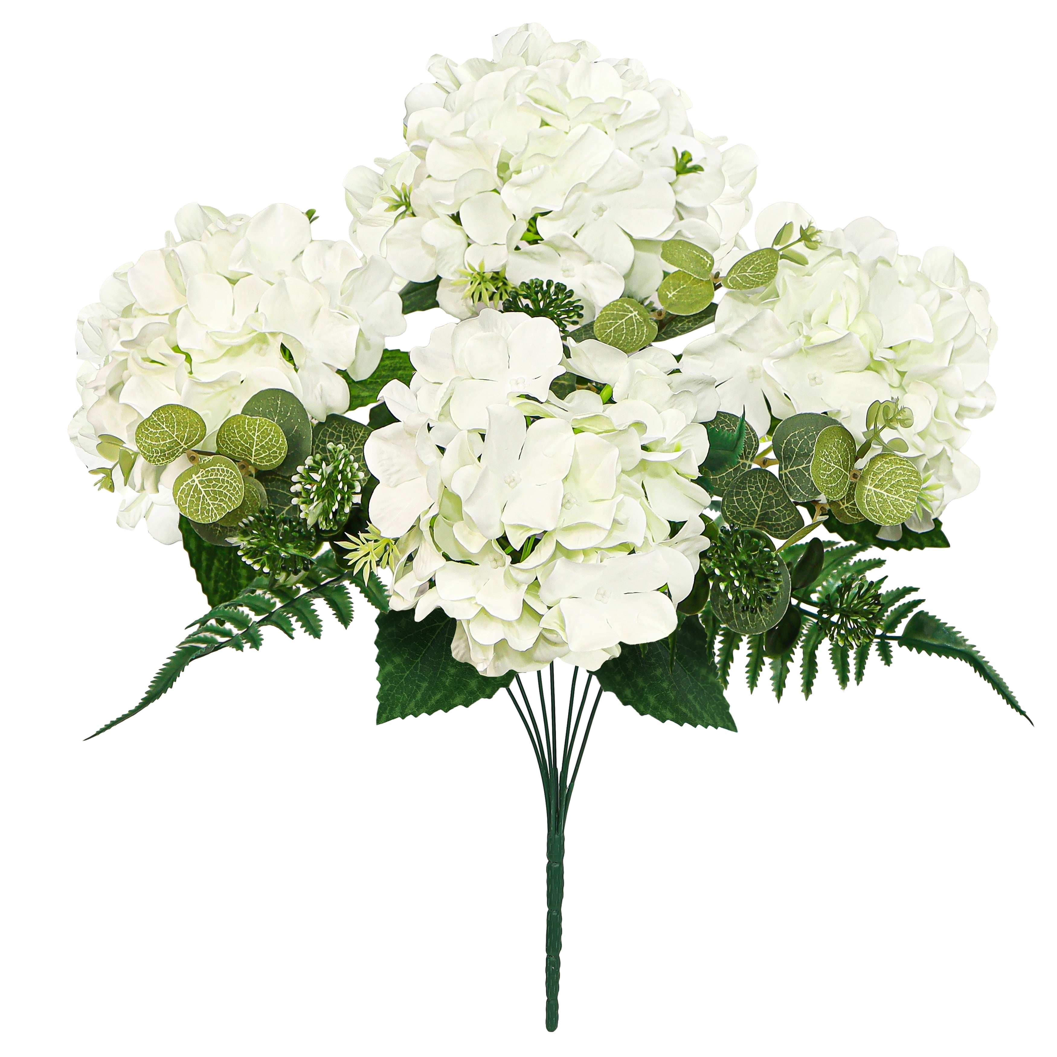 Set Of 2 Cream White Artificial Hydrangea Flower Stem Bush Bouquet 19In 19 L X 12 W X 12 Dp