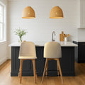 2Xhome Set Of 2 25 Plastic Eiffel Chairs Bar Stool Counter Stools With Back Wood Side Molded Shell For Kitchen Office Dining