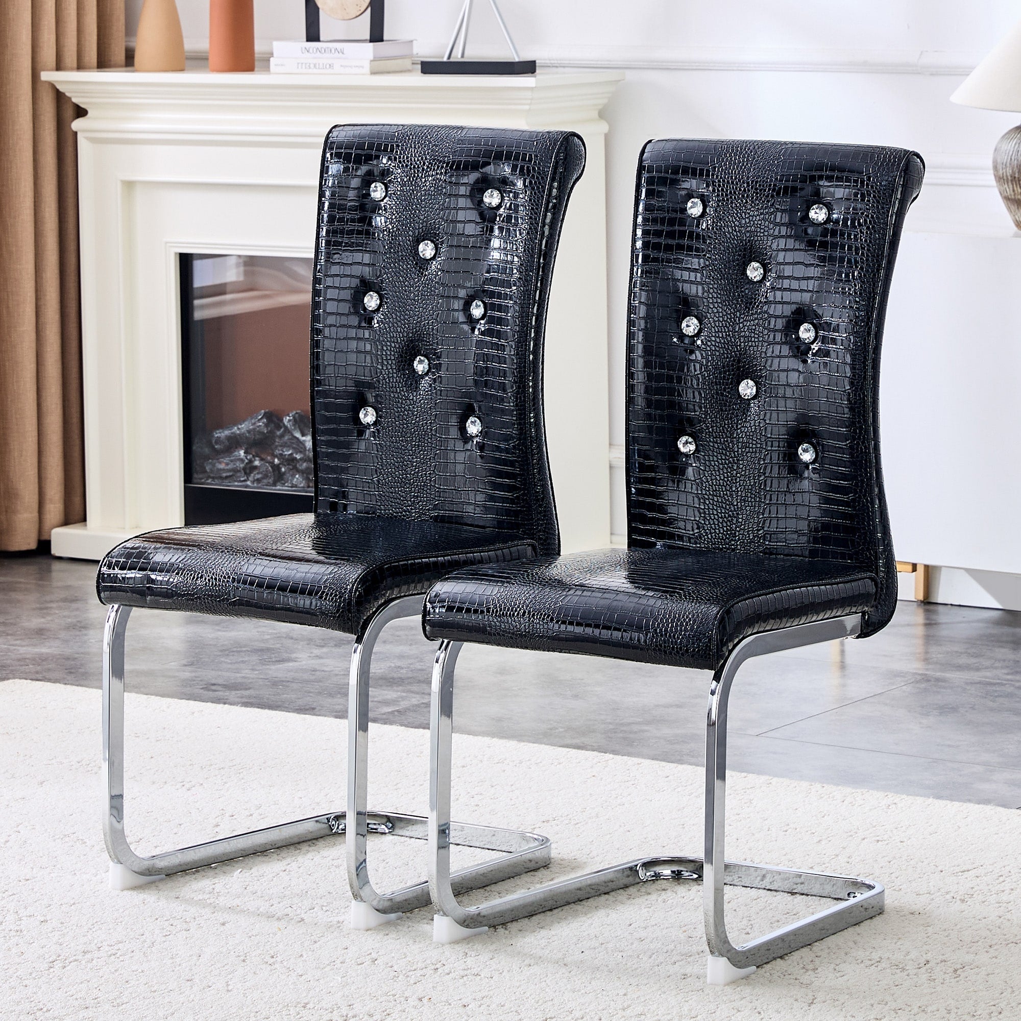 Set Of 2 Dining Chair Side Chair Kitchen Chair Leisure Chair Black Lounge Chair Office Chair Armless Chair