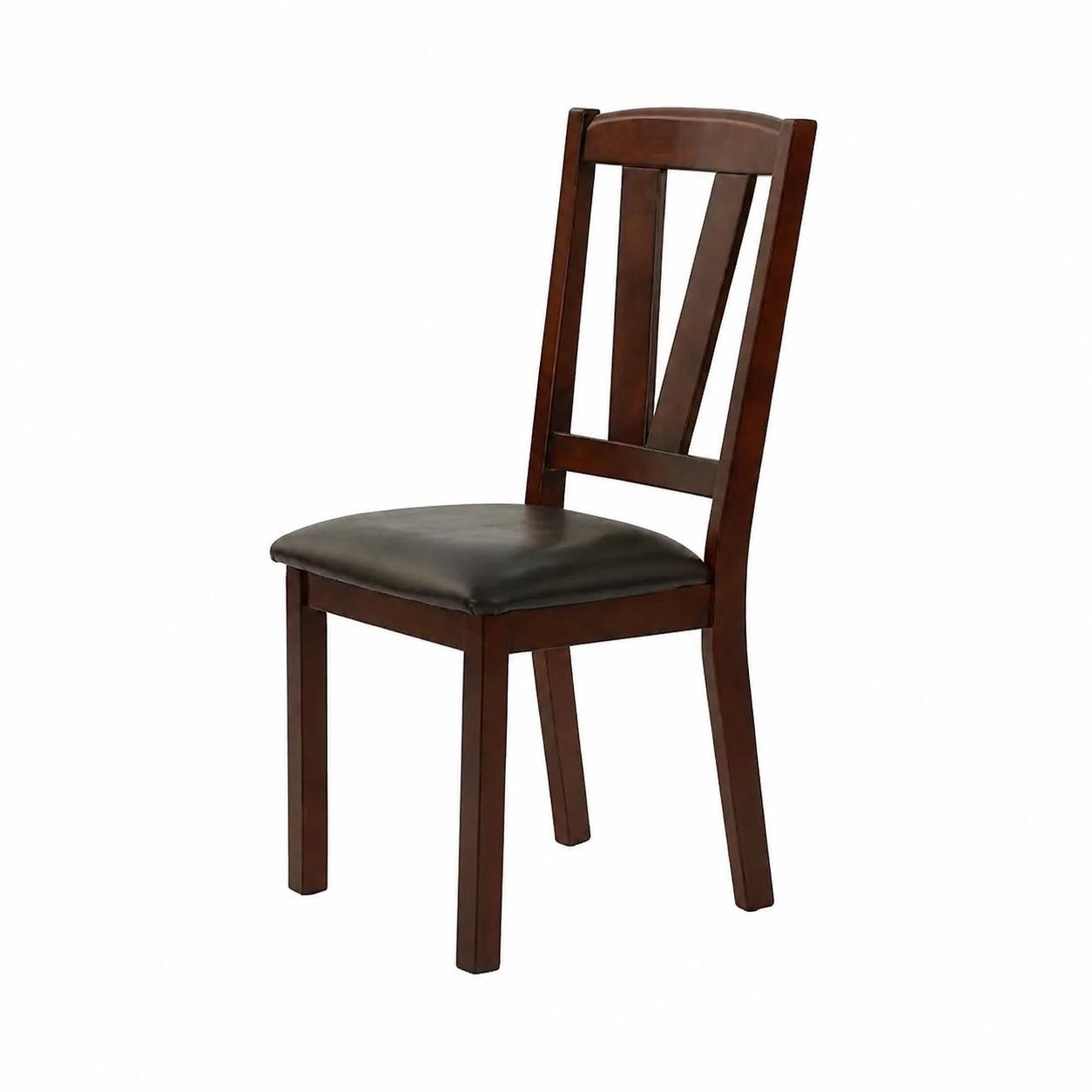 Set Of 2 Dining Chairs Rubber Wood Frame Cushioned Seat Kitchen Dining Room Chairs Brown