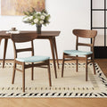 Set Of 2 Dining Chairs Upholstered Seat Rubberwood Legs Mint
