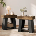 Set Of 2 End Table 2 Tier Two Tone Couch Side Table With Shelf Bedside Nightstand For Living Room Bedroom