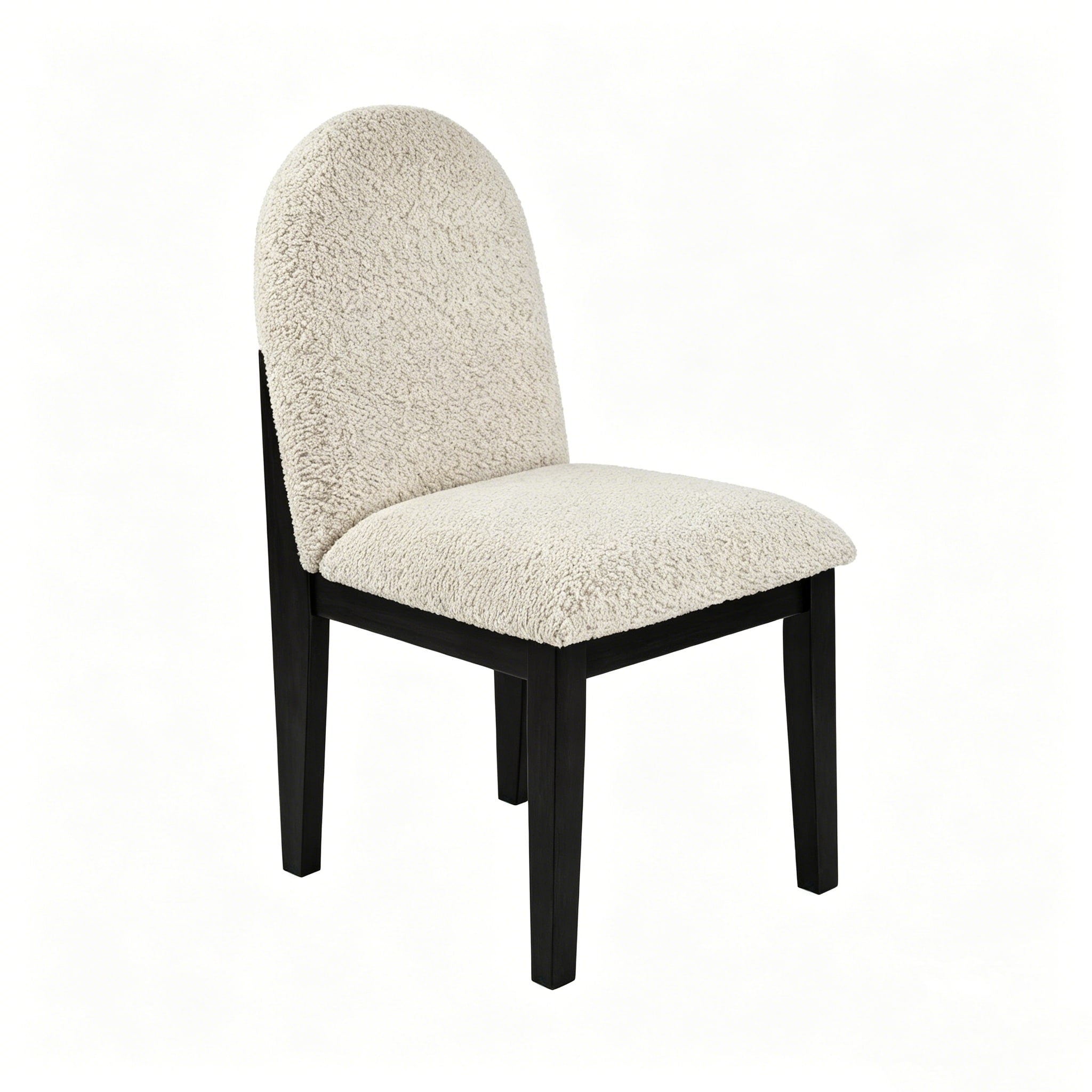 Set Of 2 Fabric Upholstered Dining Chairs Modern Black Wood Frame Soft Seat With Ergonomic Support