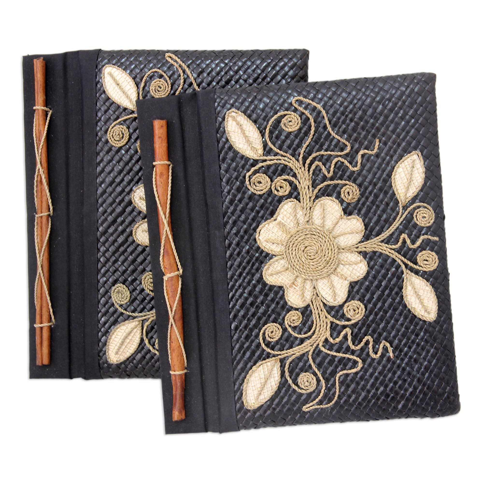 Handmade Set Of 2 Floral Pride Pandanus Journals Indonesia