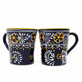 Handmade Blue Encantada Pottery Flared Cups Set Of 2 Mexico