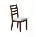 Set Of 2 Ladder Back Dining Chairs With Upholstered Seat Solid Wood Frame Walnut Finish Farmhouse Style