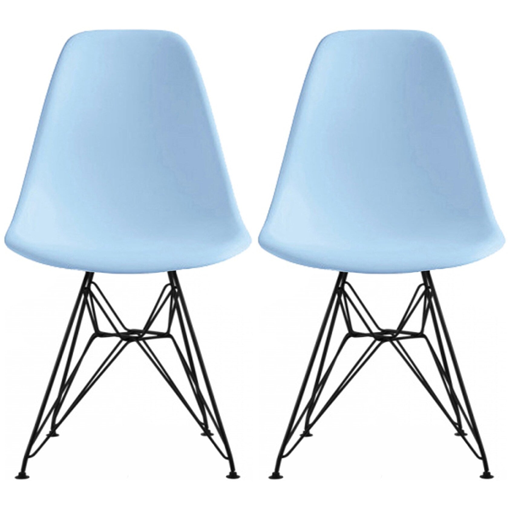 2Xhome Modern Plastic Side Dining Chair Colors With Dark Black Wire Chrome Legs Base Set Of 2