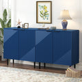 Set Of 2 Minimalist Side Cabinets Accent Cabinet With Metal Legs Navy Blue Storage Cabinet Console Cabinet