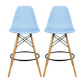 2Xhome Set Of 2 28 Plastic Eiffel Chairs Bar Stool Counter Stools With Back Shell Molded Natural Wood Side Kitchen Restaurant